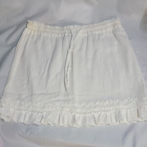 J. Crew White Ruffled Skater Skirt